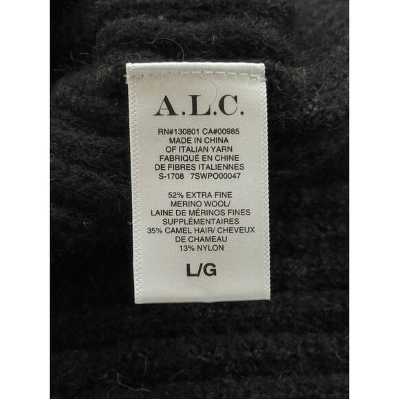 A.L.C ALC Emilie Wool Bell Sleeve Sweater Charcoal Black Size Large - Picture 9 of 10